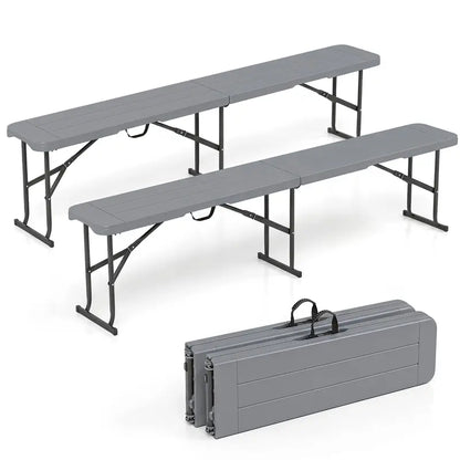 Lightweight Folding Bench  6-Foot Plastic Portable Seat with Carry Handle for Outdoor Use