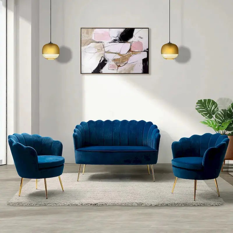 Xabier 52″ 3-Piece Living Room Set  Contemporary Sofa & Accent Chairs by HULALA HOME