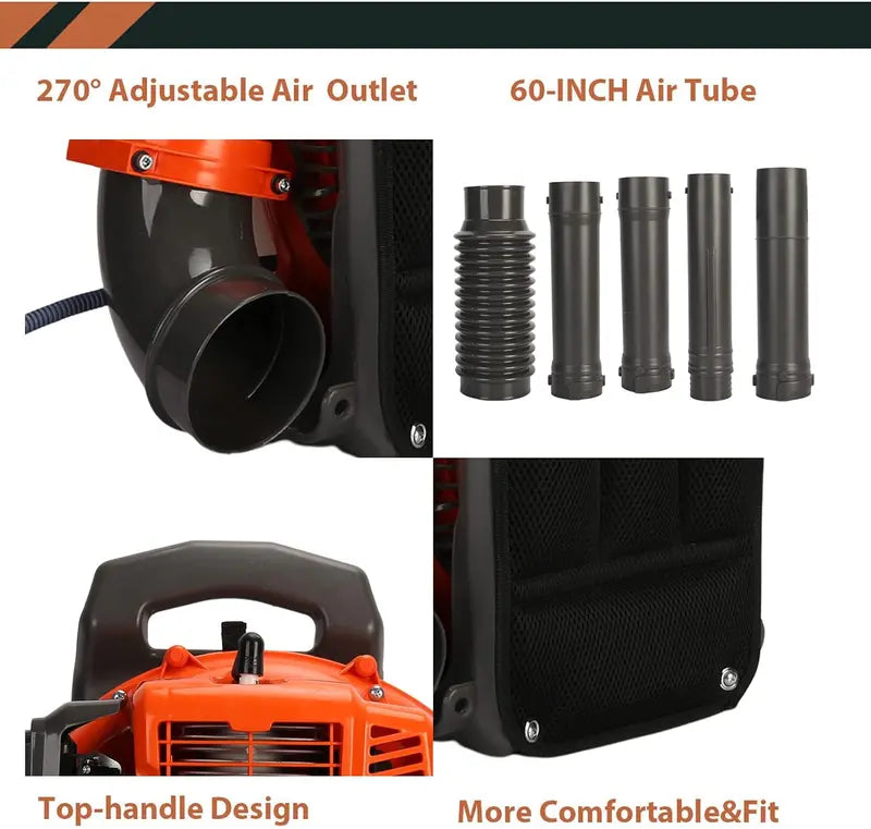 ZTGD Gas-Powered Backpack Leaf Blower  Air-Cooled, High-Performance Grass and Debris Remover