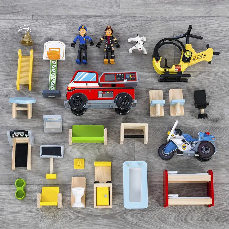 Foldable Wooden Play Set  3-Tier Design with 26 Accessories