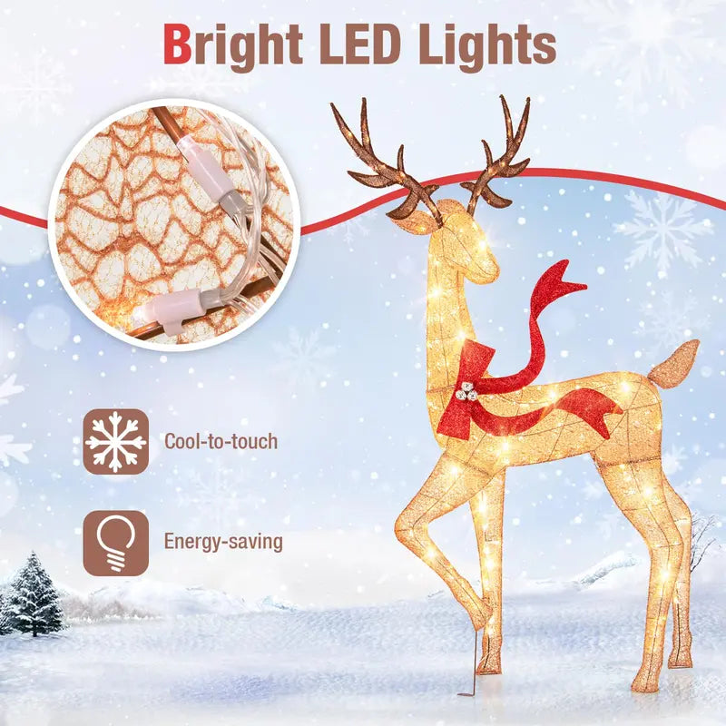 Three-Piece Large Lighted Reindeer Set — Outdoor Holiday Display with 440 Total LED Lights
