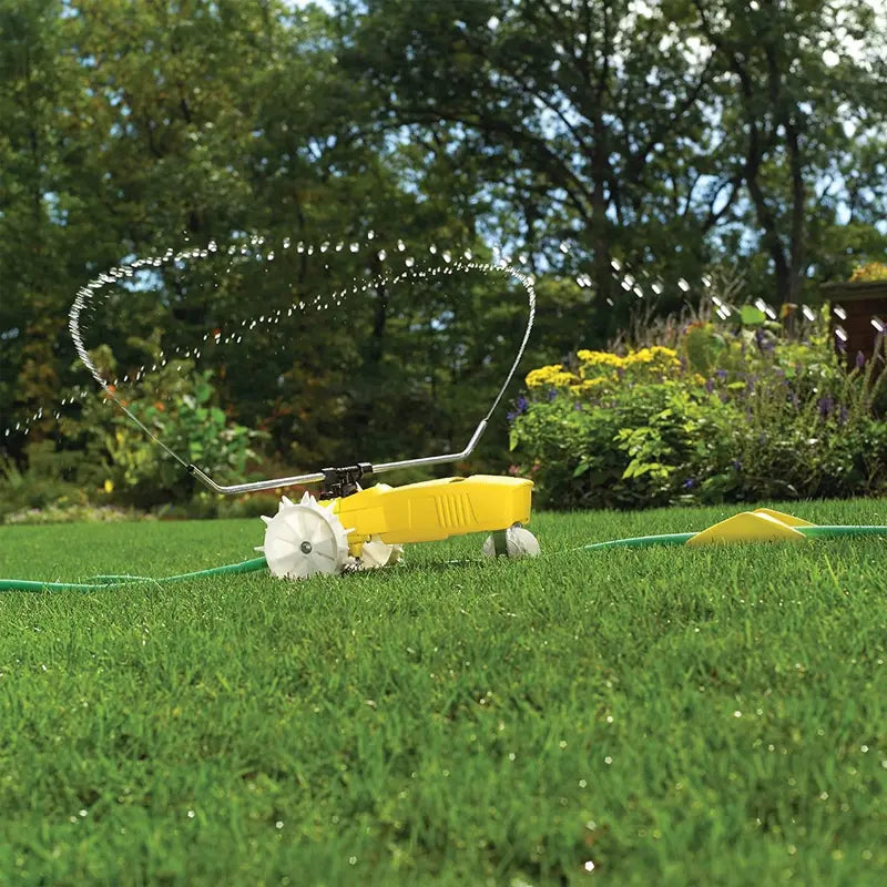 Nelson Traveling Sprinkler RainTrain 13,500 Square Feet Yellow 818653-1001