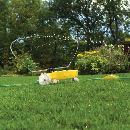 Nelson Traveling Sprinkler RainTrain 13,500 Square Feet Yellow 818653-1001