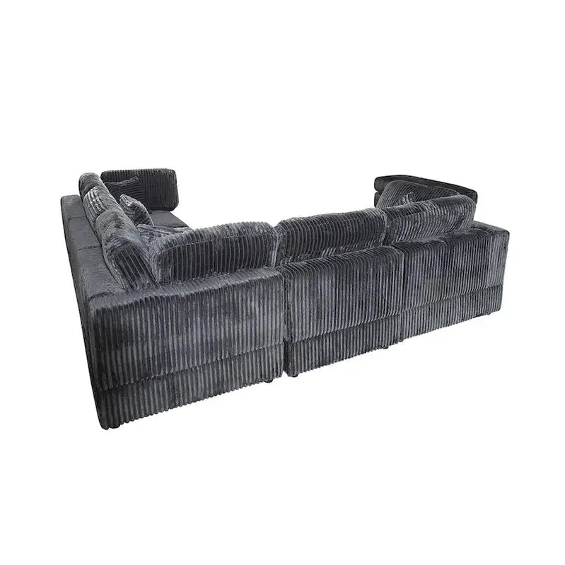 Modular L-Shaped Corduroy Sectional Sofa  6-Piece DIY Configurable Upholstered Set