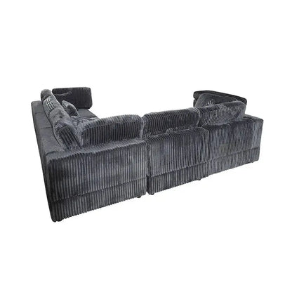 Modular L-Shaped Corduroy Sectional Sofa  6-Piece DIY Configurable Upholstered Set