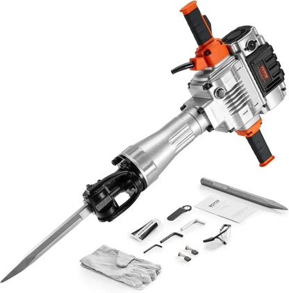 Heavy-Duty Electric Demolition Hammer  3500W Hydraulic Crusher with Rotatable Handle & Chisel Set