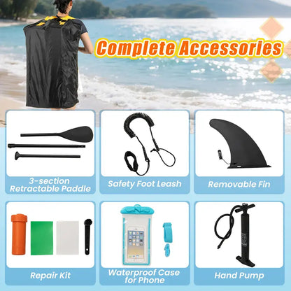 11-Foot All-in-One Inflatable Stand-Up Paddle Board  Features Waterproof Phone Pouch