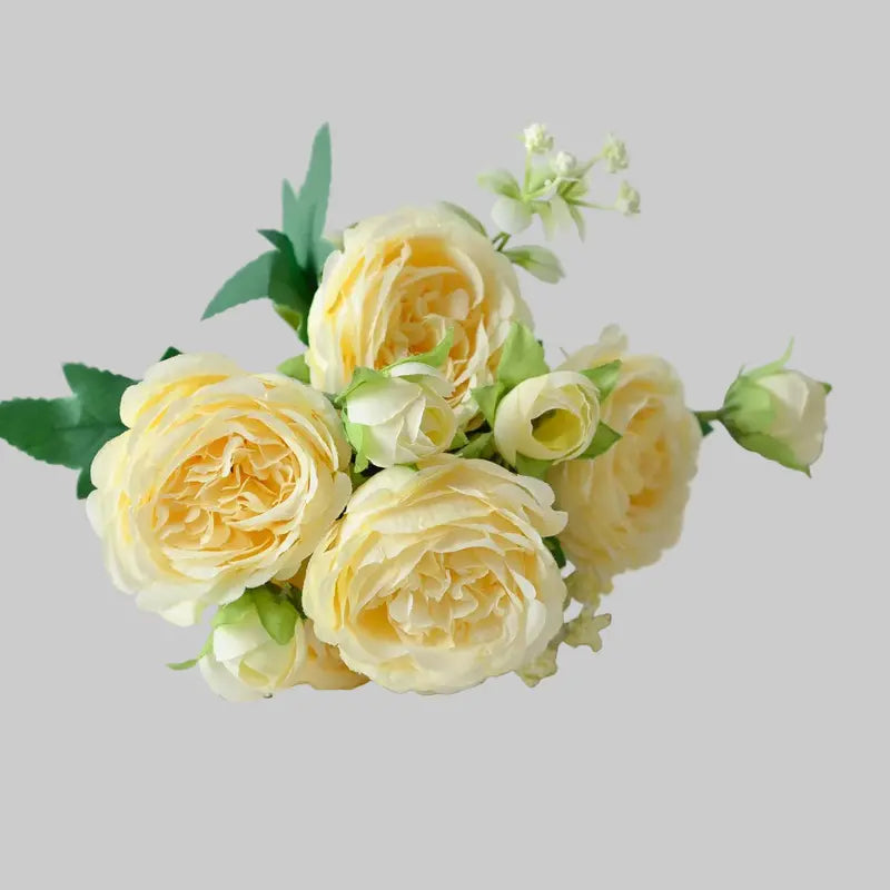 Korean-Style Handheld Peony Bouquet  Five-Spray Silk Floral Arrangement (31 cm)