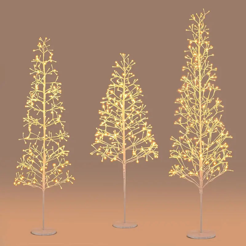 5/6/7-Foot Pre-Lit LED Birch Twig Tree with Warm White Lighting and Reinforced Base