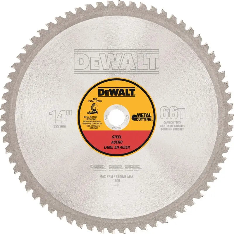 DEWALT 14 66T Heavy Gauge Ferrous Metal Cutting Saw Blade 1 Arbor