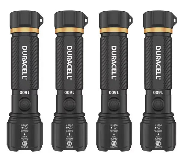 Duracell Hybrid LED Flashlight  1500-Lumen Rechargeable Light, 4-Pack with USB Charging
