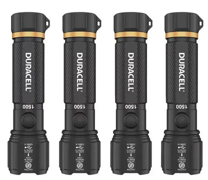 Duracell Hybrid LED Flashlight  1500-Lumen Rechargeable Light, 4-Pack with USB Charging