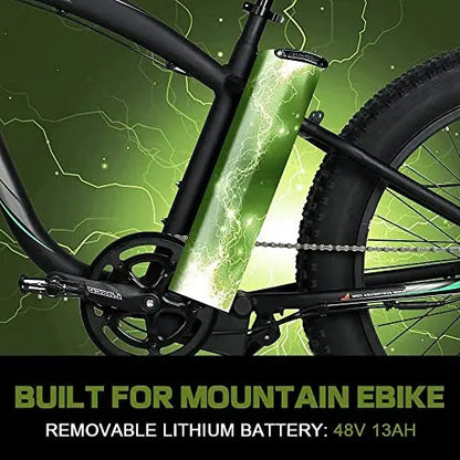 750W Fat-Tire Electric Bike  26″ All-Terrain Ebike with Removable Battery