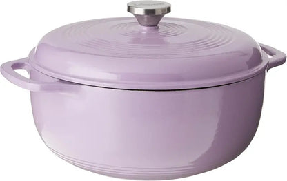 Lodge 6-Quart Island Spice Red Enamel Cast Iron Dutch Oven  Moisture-Sealing Lid, Dual Handles