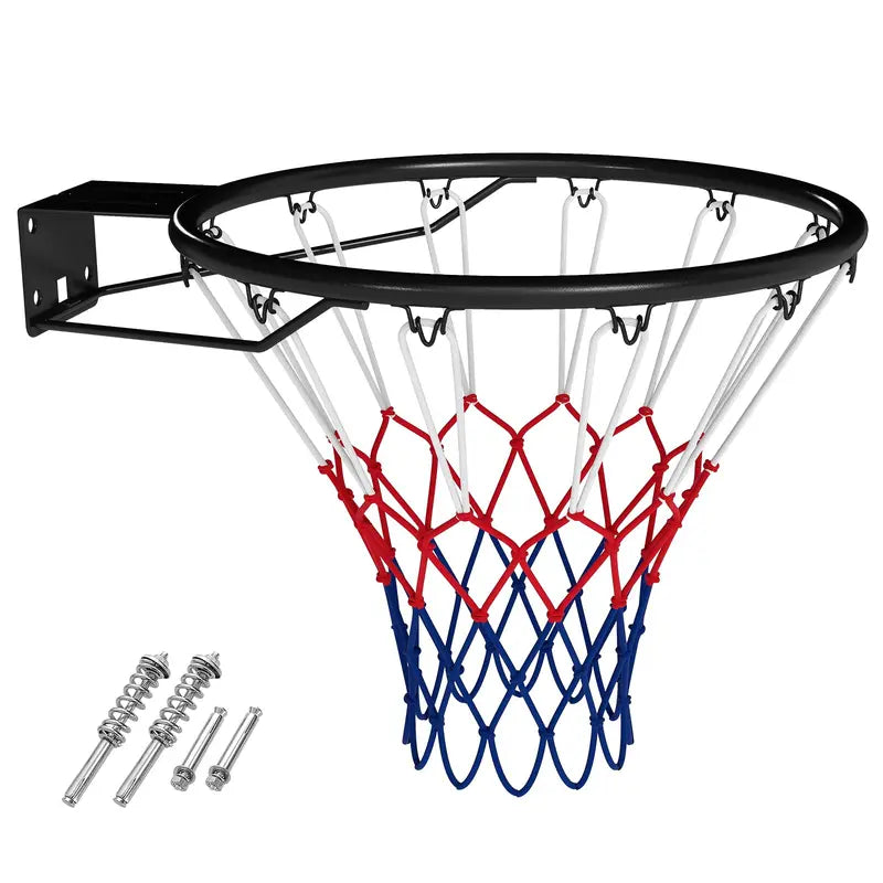 18-Inch All-Weather Replacement Basketball Rim with Dual-Spring Mechanism and Durable Net
