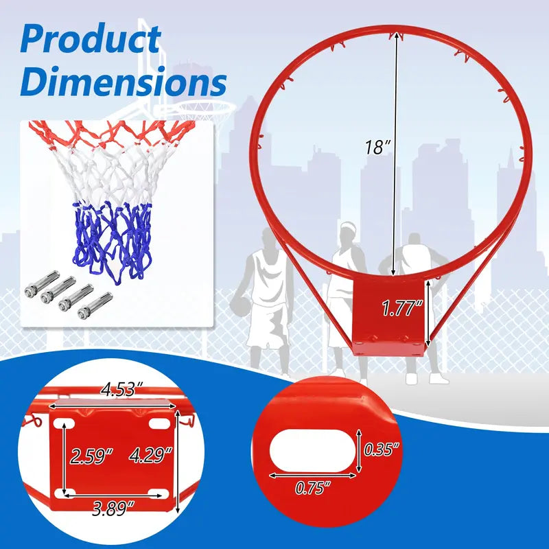 Replacement Basketball Rim Net  Universal 18-Inch Nylon Net for Portable Hoops