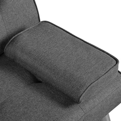 Yaheetech Faux Leather Convertible Sofa Bed  Reversible Loveseat with Removable Arms & 3-Position Recline