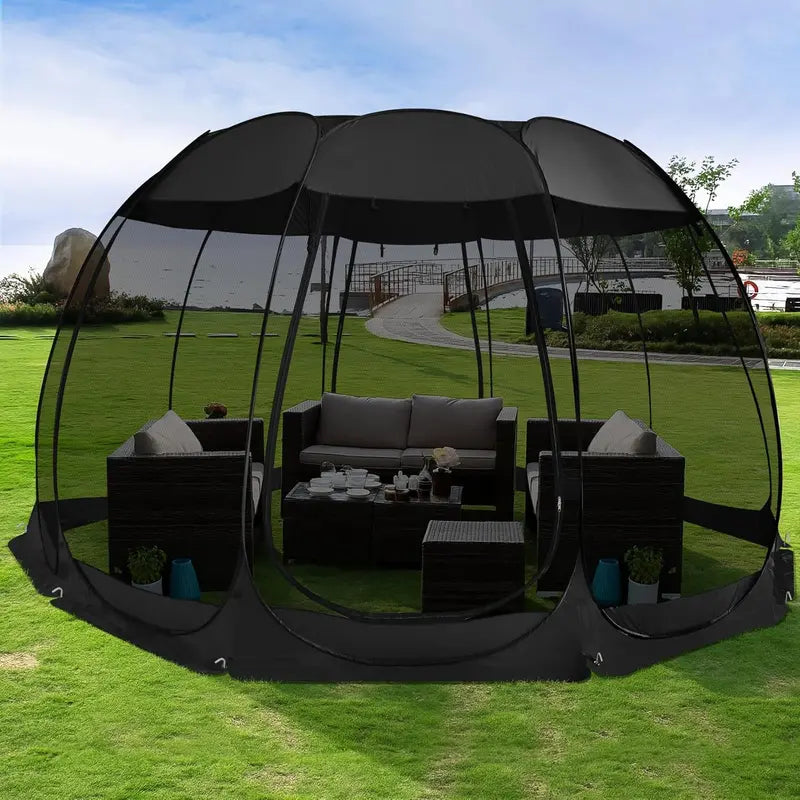 Igloo-Style Screen Gazebo  Mosquito-Proof Canopy Tent for 615 People, Ventilated & Spacious