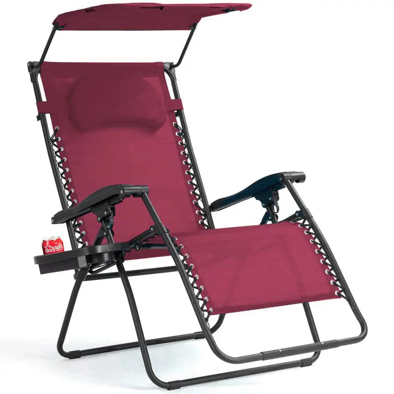 Wide Zero-Gravity Reclining Lounge Chair with Canopy Shade for Outdoor Relaxation