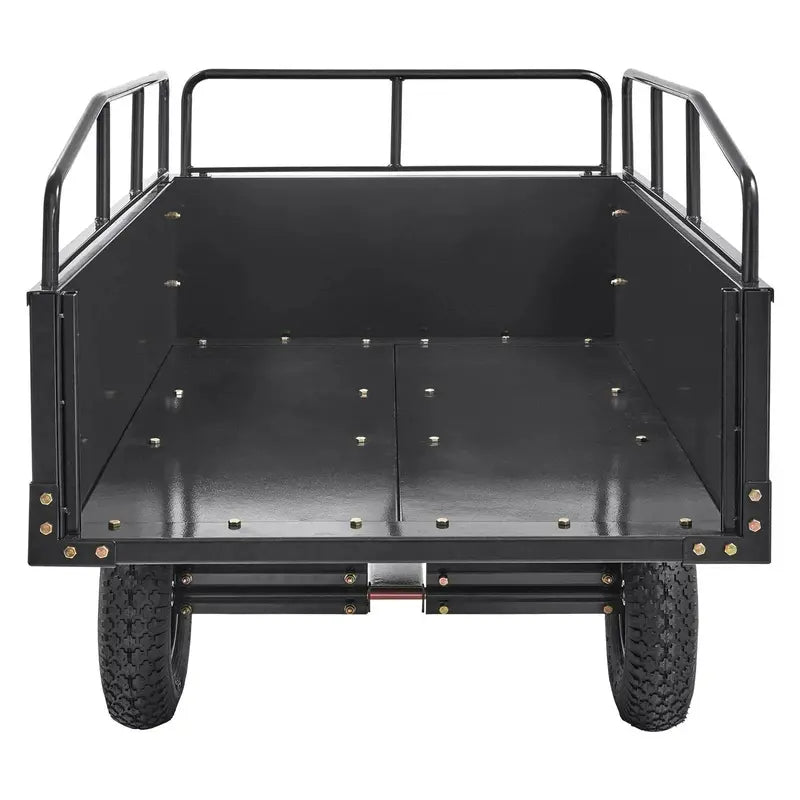 Heavy-Duty Steel ATV Utility Trailer  750-Lb Capacity, 15-Cu-Ft Dump Cart with Removable Sides