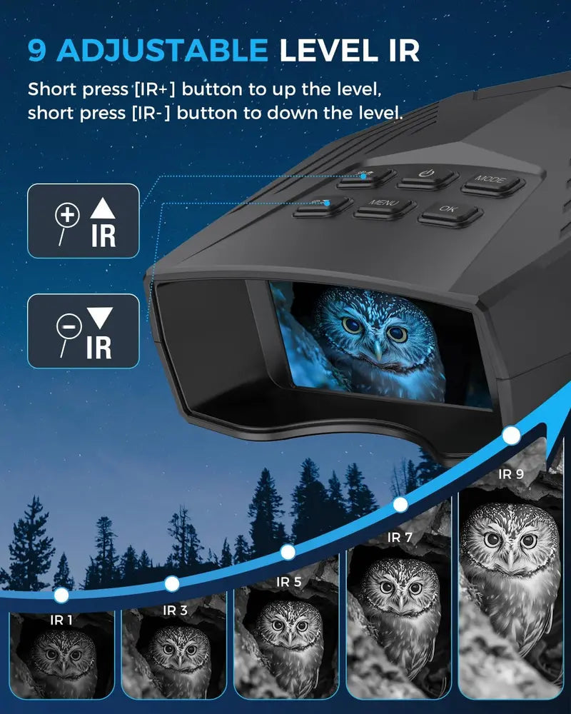 5K Resolution Night Vision Binoculars  Infrared Imaging with 10X Zoom, 3″ Display, Built-in Flashlight, 5000mAh Battery
