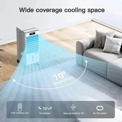 Windowless Evaporative Air Cooler  Portable 3-Mode, 3-Speed Cooler with 12-Hour Timer