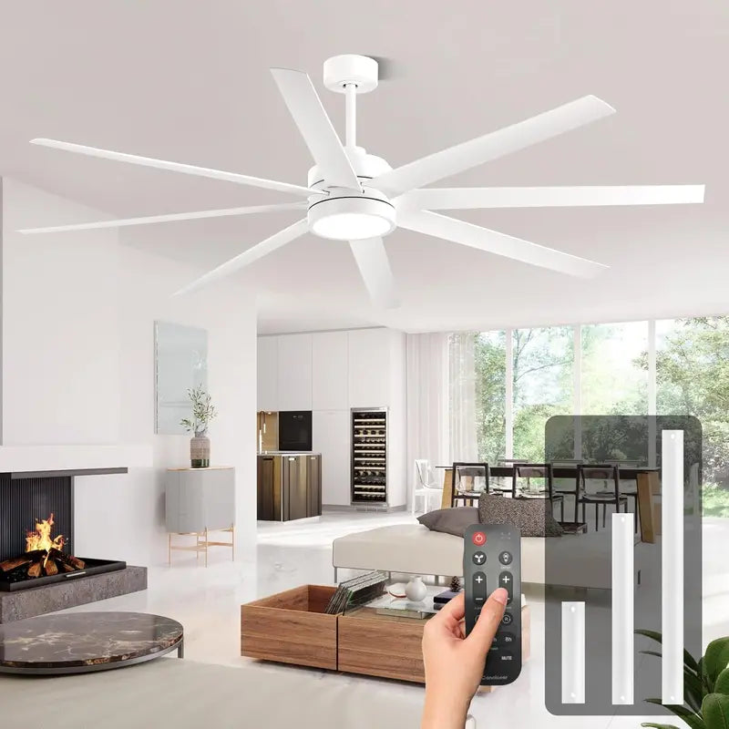 72-Inch Modern Ceiling Fan with Dimmable 3-CCT Light & Remote | 8-Blade Quiet DC Motor, 6-Speed Reversible, 24W Energy-Efficient Design for Living Rooms, Bedrooms, Patios, or Industrial Spaces