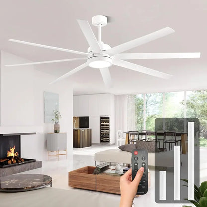 72-Inch Modern Ceiling Fan with Dimmable 3-CCT Light & Remote | 8-Blade Quiet DC Motor, 6-Speed Reversible, 24W Energy-Efficient Design for Living Rooms, Bedrooms, Patios, or Industrial Spaces