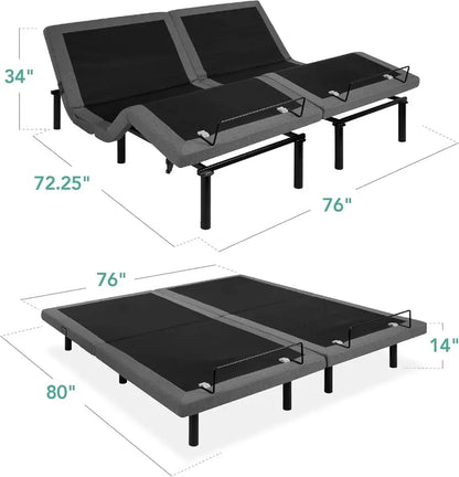 Electric Twin XL Adjustable Bed Frame  Ergonomic Base with Wireless Remote, Massage, Nightlight & Dual USB Ports