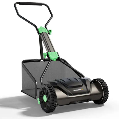 WORKPROX 16-Inch Manual Push Reel Lawn Mower with Adjustable Height and Integrated Grass Catcher