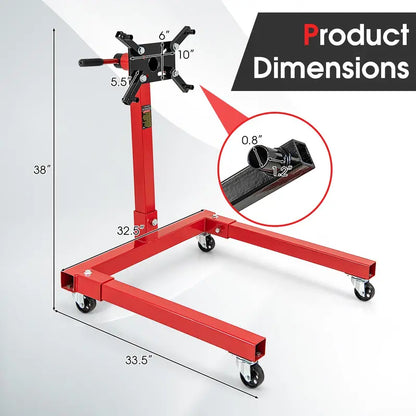 Heavy-Duty Engine Stand  1500 lb Capacity Motor Support with Four Swivel Casters