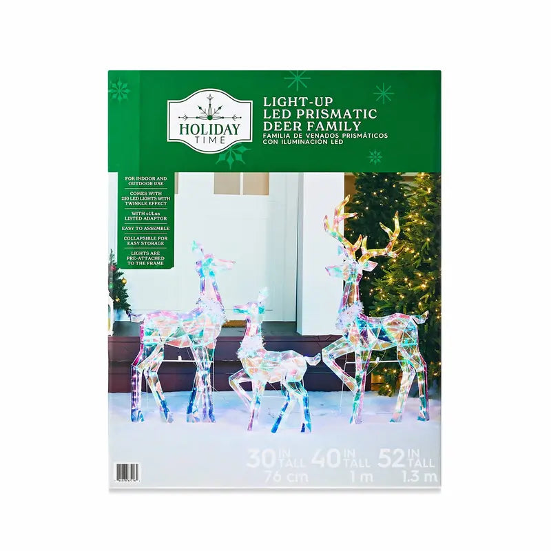 Holiday 3-Piece LED Prismatic Deer Family Set  Buck, Doe & Fawn for Indoor/Outdoor Decor