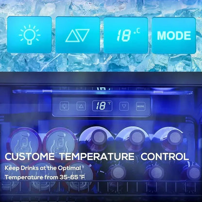 120-Can Freestanding Beverage Refrigerator  Sleek Glass-Door Mini Fridge for Home or Office