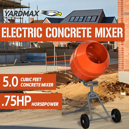 YARDMAX YM0146 5.0 cu. ft. Portable Concrete Mixer  Electric Drum Design