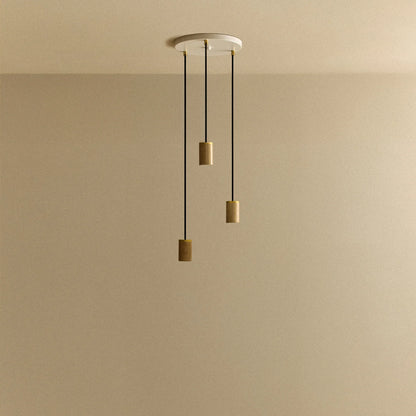 Triple Pendant in Oak - White Canopy