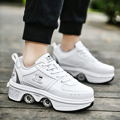 KOFUBOKE Roller Skate Shoes  Sneakers  Roller Shoes 2-in-1 Suitable for Outdoor Sports Skating Invisible Roller Skates The Best Choice for Building Confidence Style