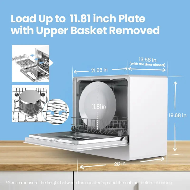 COMFEE’ Portable Mini Countertop Dishwasher with 5L Built-In Water Tank