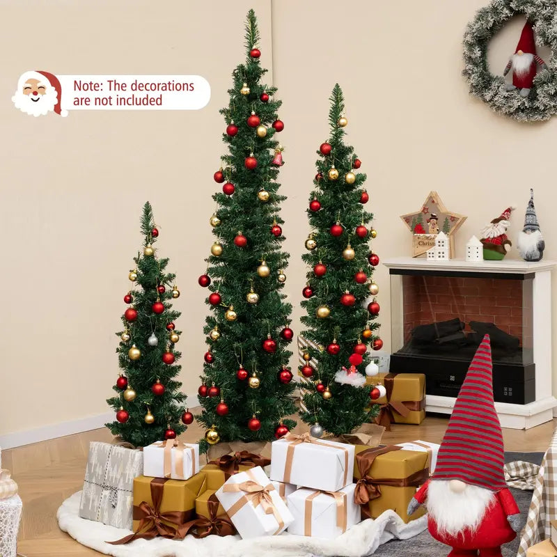 Pre-Lit Artificial Christmas Tree Trio (3′, 4′, 5′)