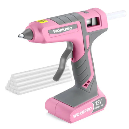 WORKPRO 12V Cordless Hot Melt Glue Gun  Full-Size, Rechargeable Design