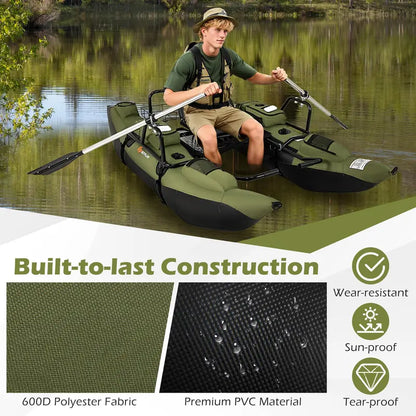 Premium Inflatable Fishing Float Tube Kit with Pump, Paddles, Fish Ruler, and 400-Pound Load Limit