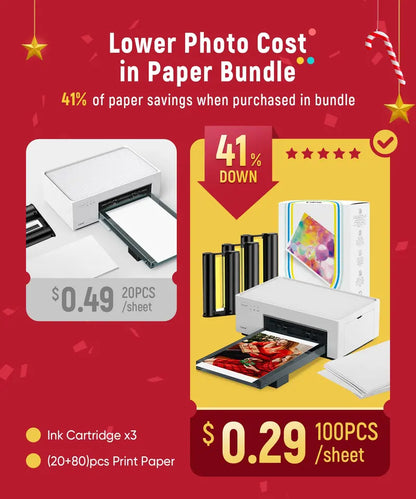 Liene Portable 4×6 Photo Printer with Wi-Fi, 100-Sheet Capacity & Thermal-Dye Tech for iOS and Android