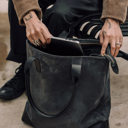 Suede Tote - Storm Grey