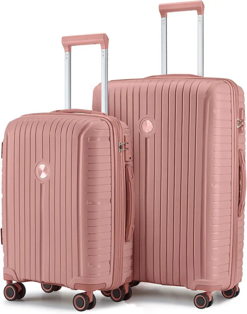 Lightweight 5-Piece PP Hardshell Carry-On Luggage Set  Dual Spinner Wheels & TSA Lock Travel Suitcases