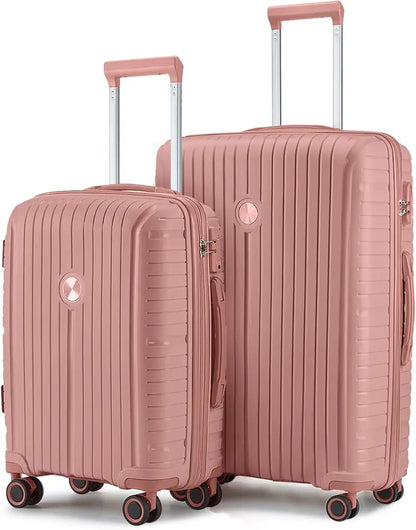 Lightweight 5-Piece PP Hardshell Carry-On Luggage Set  Dual Spinner Wheels & TSA Lock Travel Suitcases