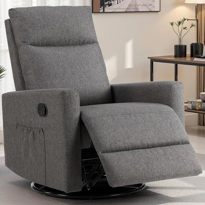 Ergonomic Swivel Rocking Chair with Padded Footrest and Deep Cushioned Seat