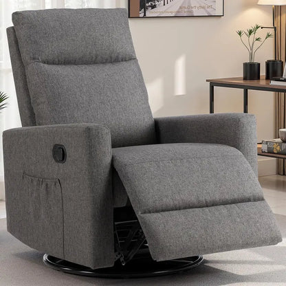 Ergonomic Swivel Rocking Chair with Padded Footrest and Deep Cushioned Seat