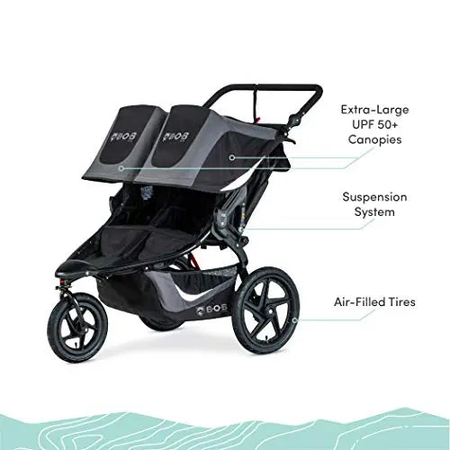 BOB Gear Revolution Flex 3.0 Duallie Double Jogging Stroller, Graphite Black