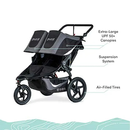 BOB Gear Revolution Flex 3.0 Duallie Double Jogging Stroller, Graphite Black