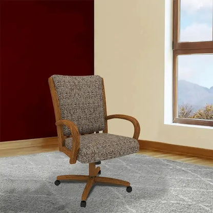 Darell Caster Dining Chair by Chromcraft  Chestnut-Finished Modern Seating