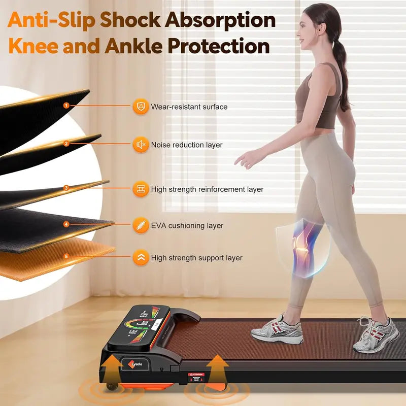 Lysole Walking Pad Treadmill  Compact Under-Desk Exercise Machine with Remote & Large LED Display